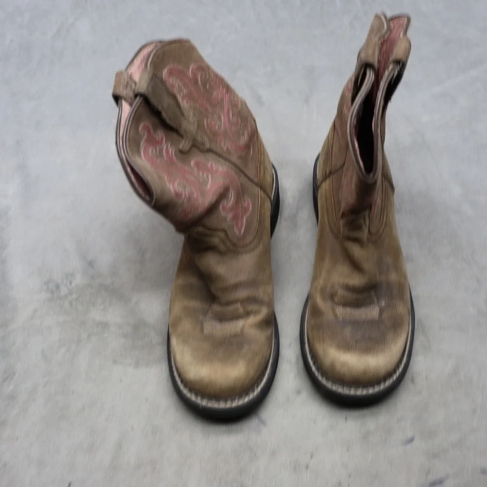 Ariat Womens 9B Cowboy Boots Brown Fatbaby II Leather Western Pull On 10004730